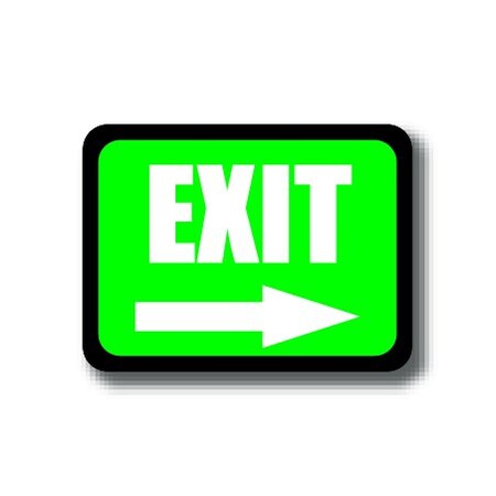 Ergomat 12in x 9in RECTANGLE SIGNS - GreenEXITArrow DSV-SIGN 108 #2363 -UEN